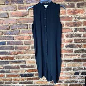 Spense Black Chiffon Sleeveless Button Down Midi Dress Women's Size Small